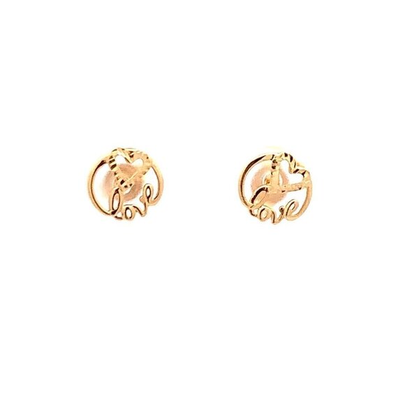 18K Yellow Gold Earrings Stud Love Heart Tiny 1.26 grams - Picture 13 of 13
